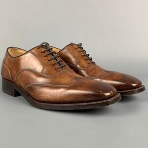 CALZOLERIA HARRIS Size 7.5 Brown Antique Leather Oxford Lace-Up Shoes